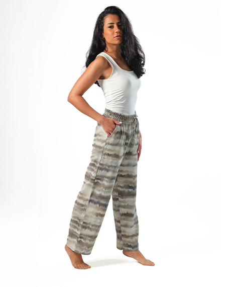 Wide Leg pants, full elastic waist - Olive