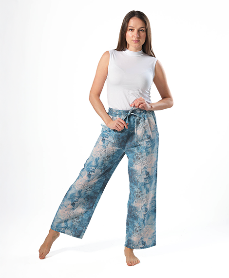 Wide Leg pants, full elastic waist - Navy