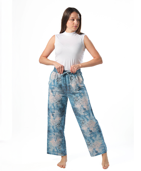 Wide Leg pants, full elastic waist - Navy