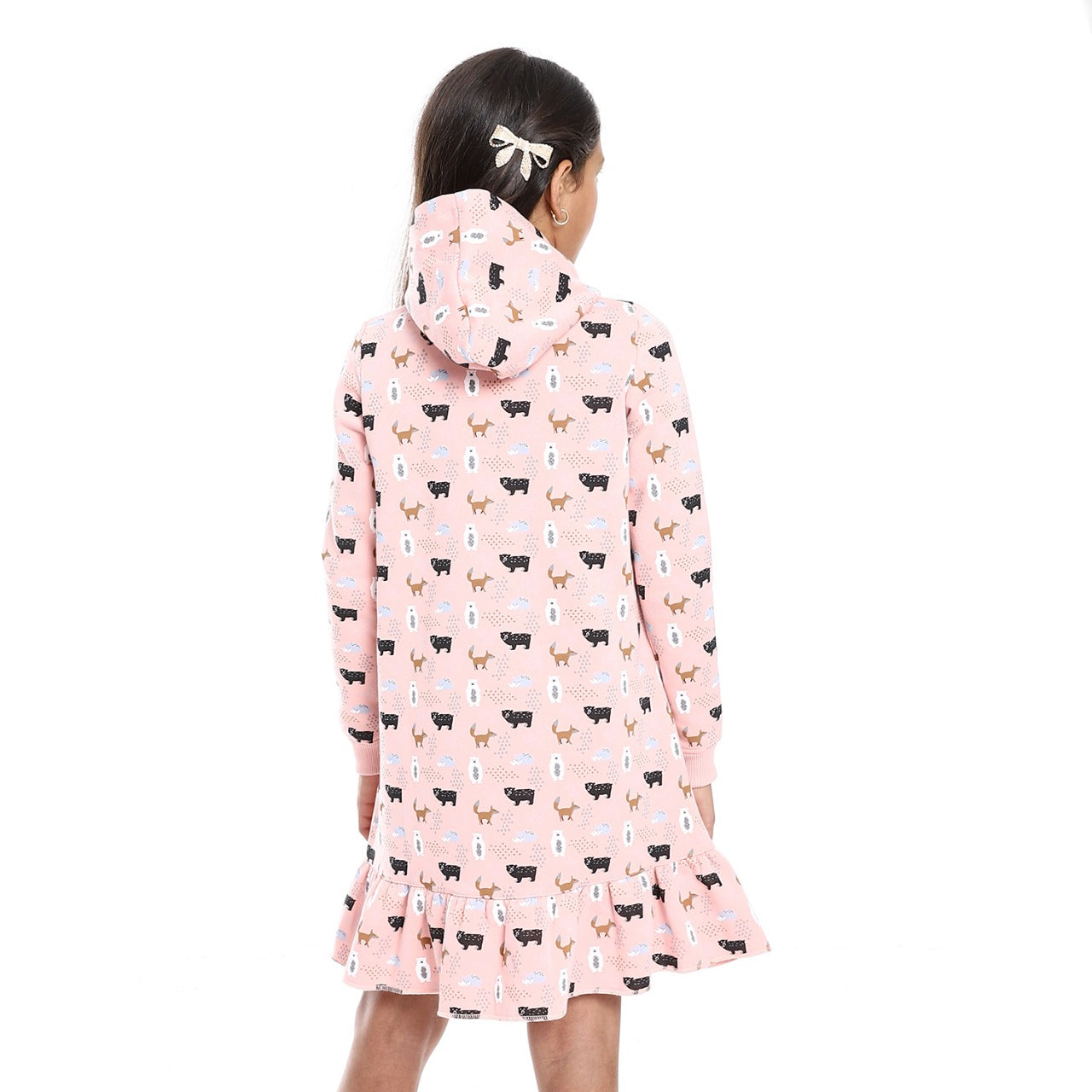 GirlsWinter Rose Long-Sleeve Printed Dress