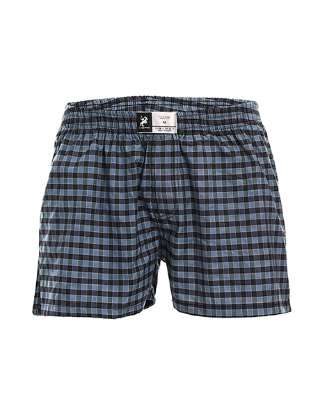 Men's Plaid Boxer, Stylish Denim Blue Comfy Made Cotton