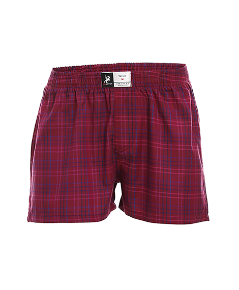 Men's Cotton Plaid Boxer Stylish Comfy - Burgundy