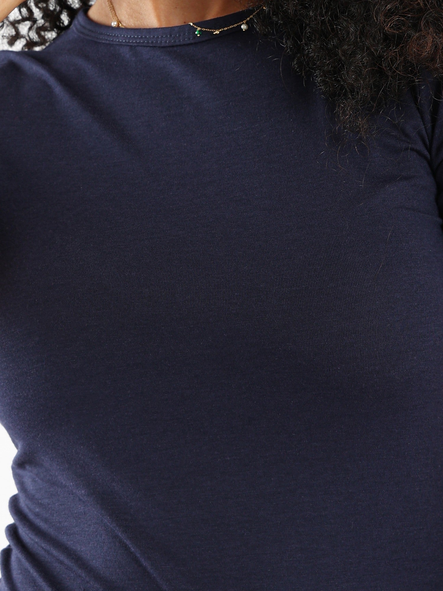 تي شيرت بيزك للنساء، بأكمام قصيرة - أزرق داكن