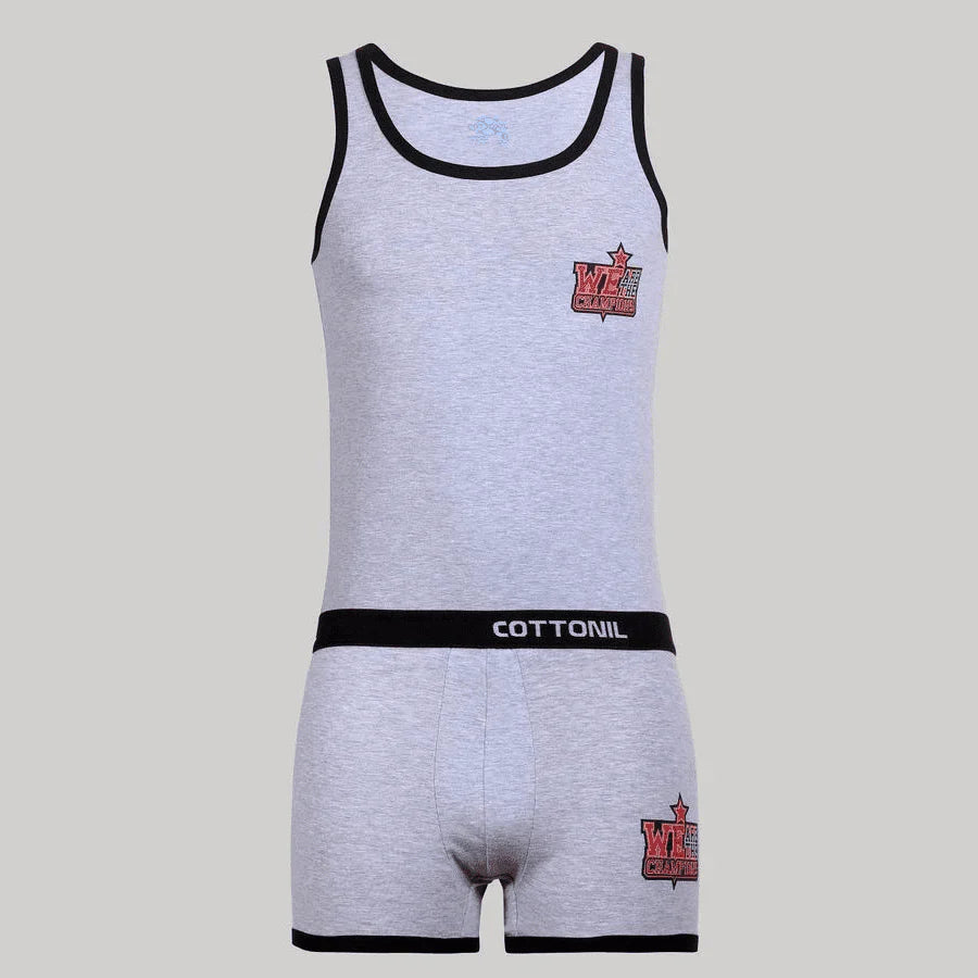 Sleeveless Relax + Boxer, Set - Light Grey