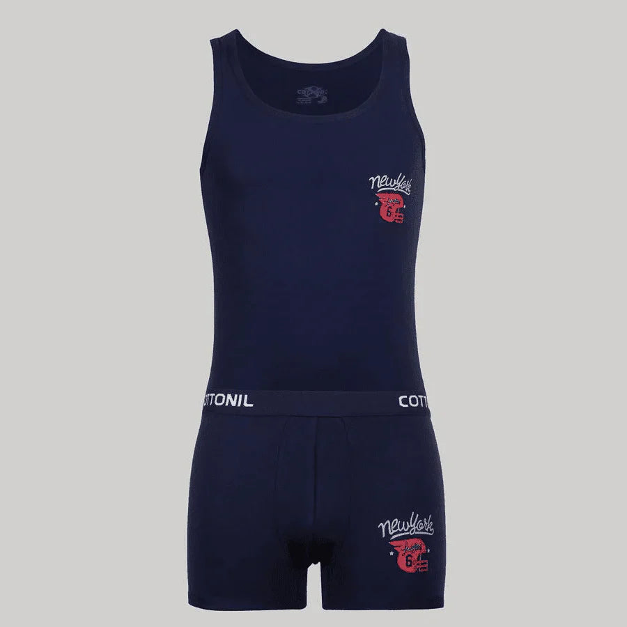 Sleeveless Relax + Boxer, Set - Navy