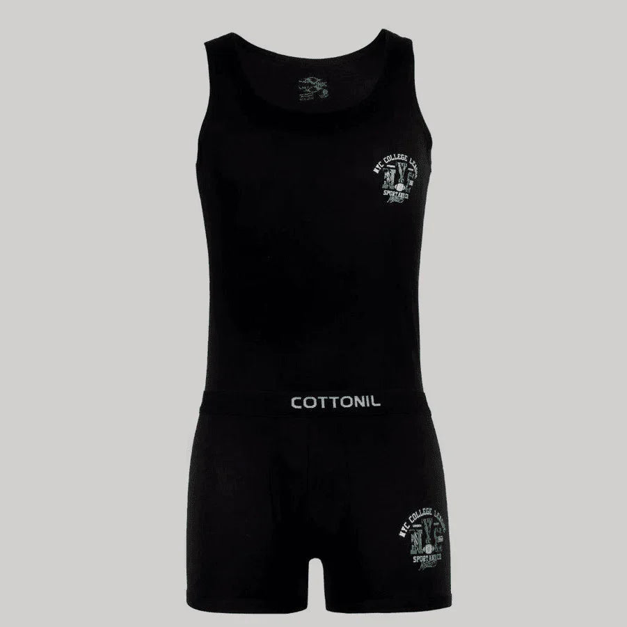 Sleeveless Relax + Boxer, Set - Black