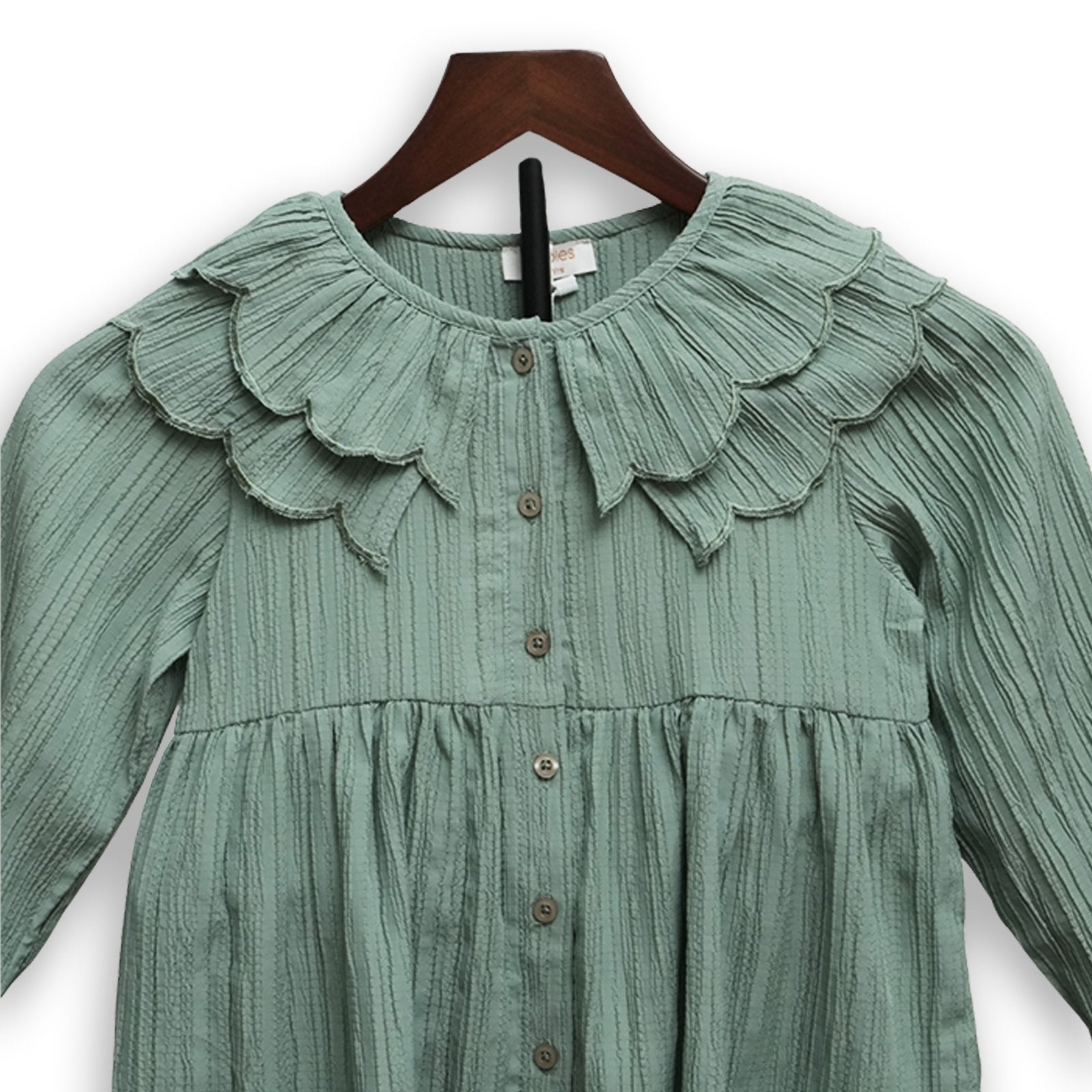 Sage Green Textured Button-Down Dress