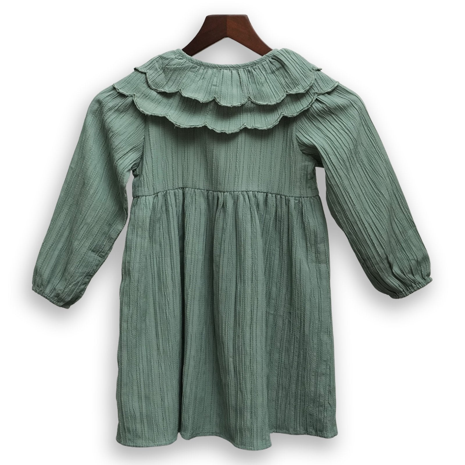 Sage Green Textured Button-Down Dress