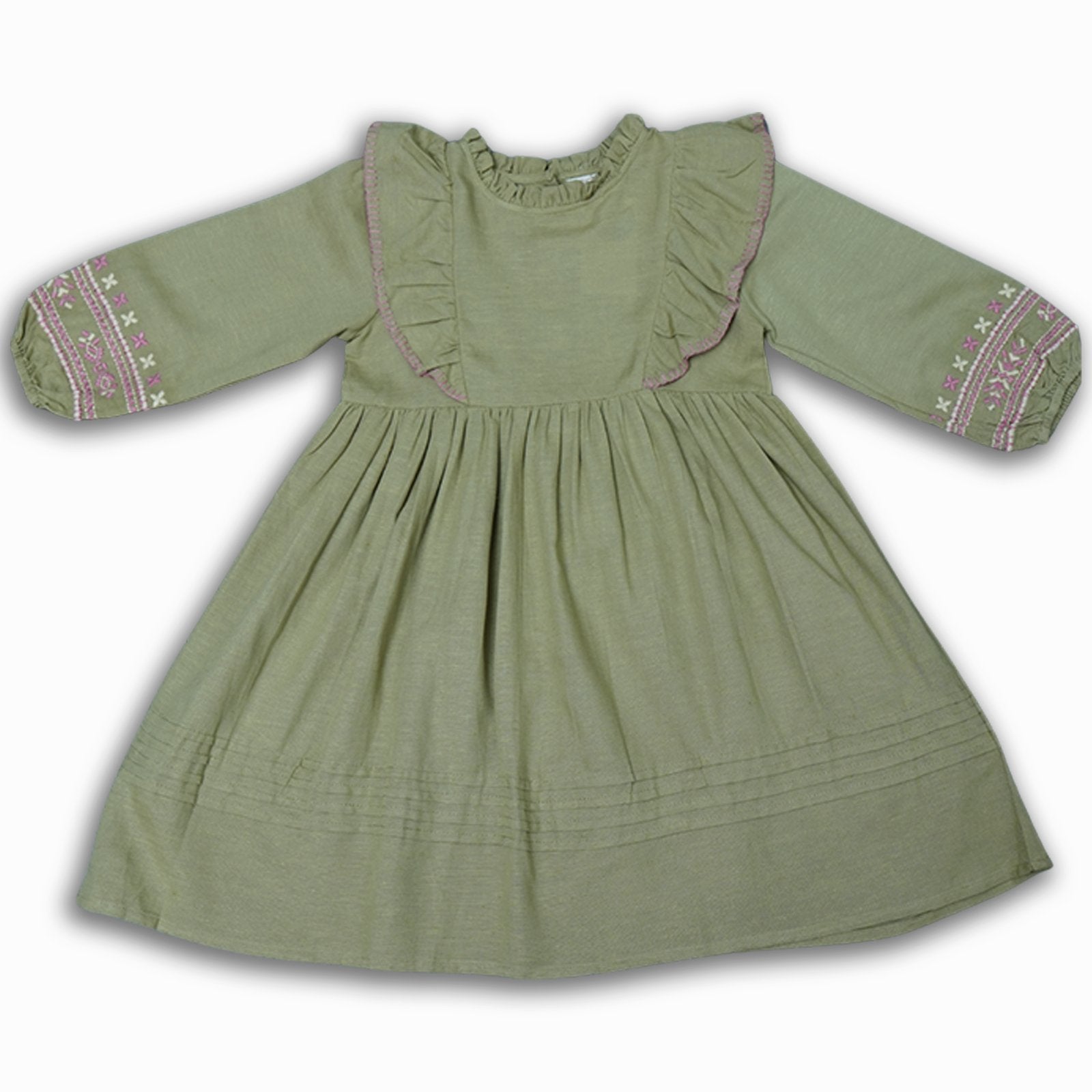 Embroidered Ruffle Dress