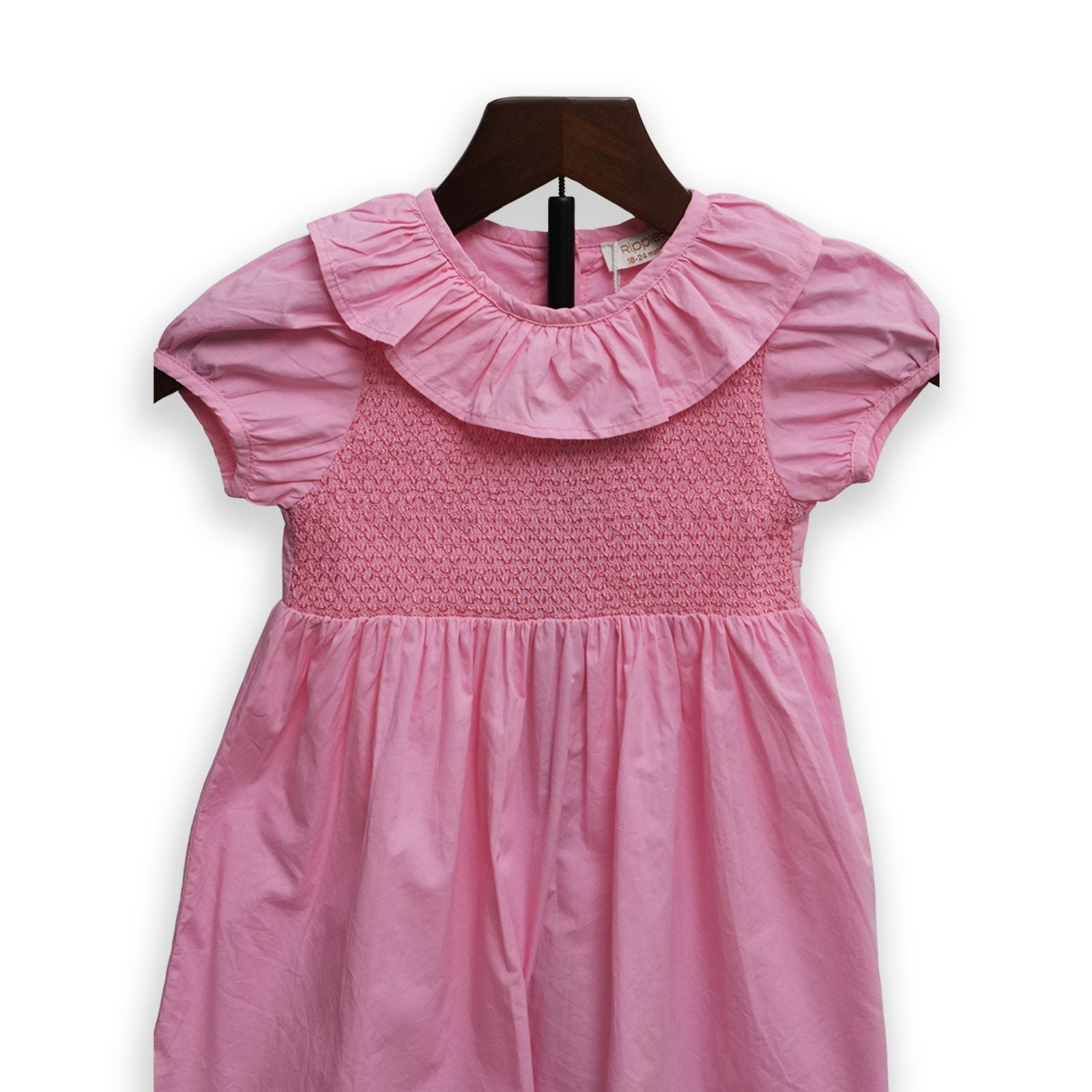 Sweet Pink Ruffle-Neck Summer Dress