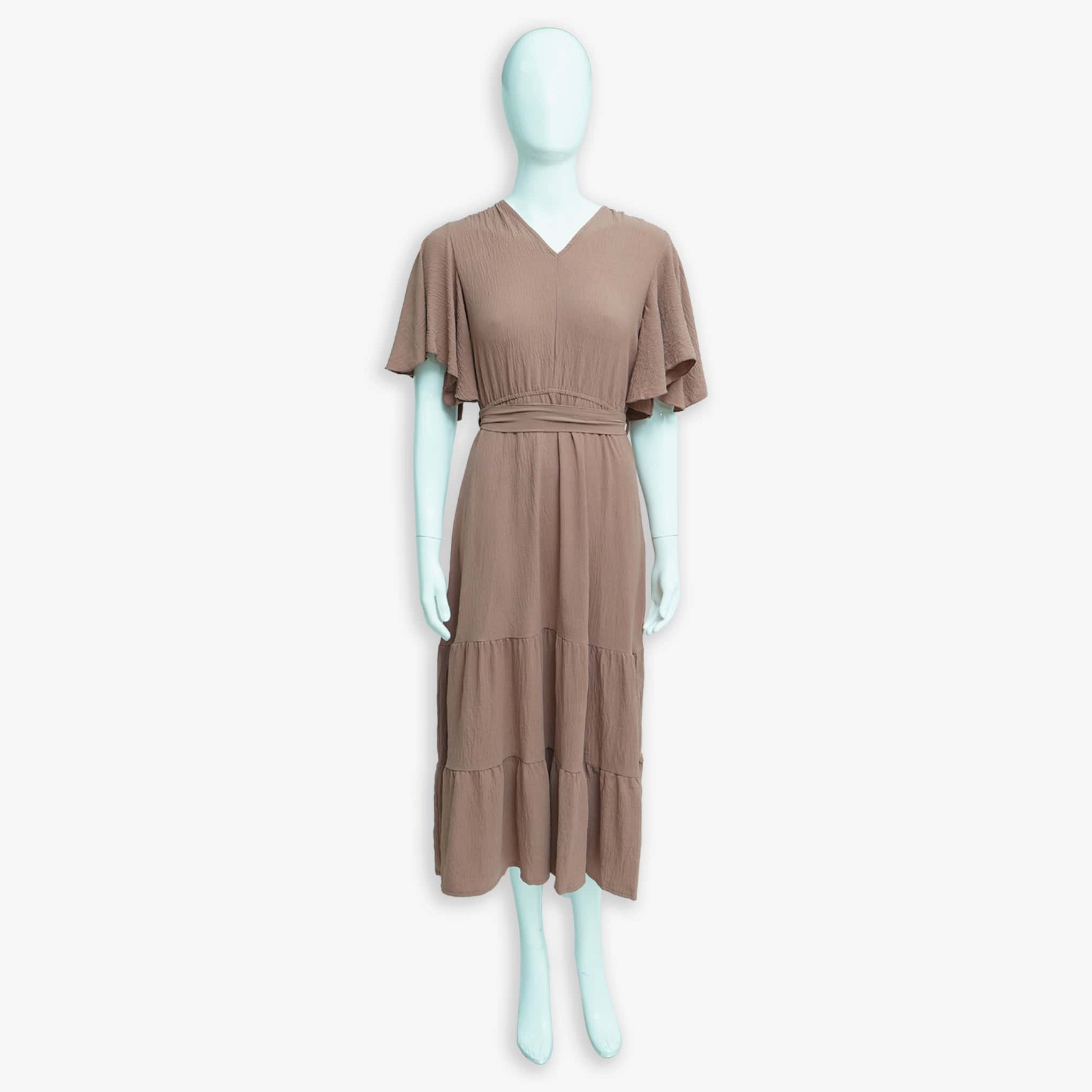 Tiered Maxi Dress - Flutter Sleeve