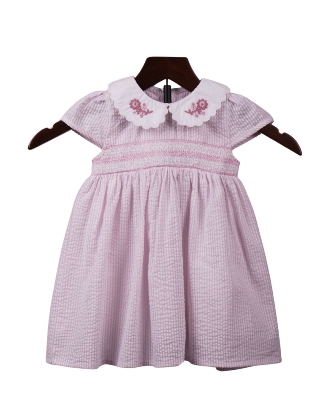 Sweet Pink Smock Frock with Floral Collar