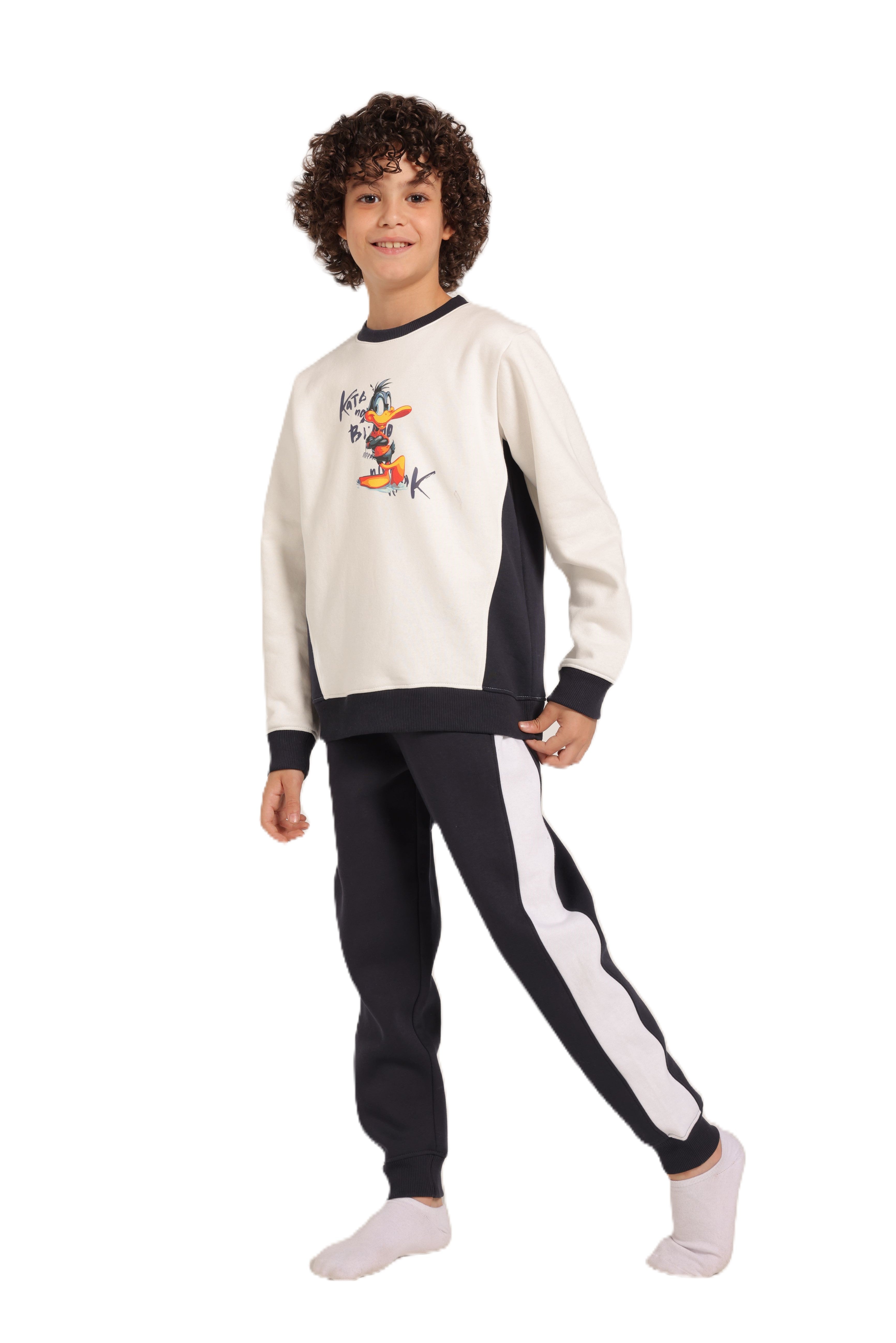 Boy's Tracksuit – Cartoon Print Sweatshirt & Joggers Set