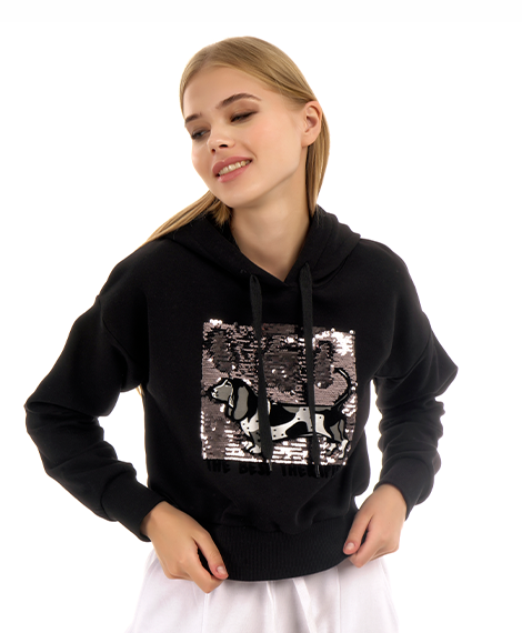 Joggy - 7629 Winter Sweatshirt For Women - Black