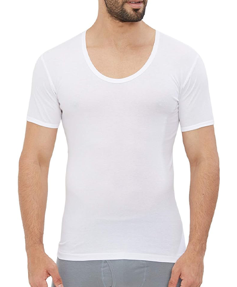 اندر شيرت رجالي داخلي (U) قطن استريتش - أبيض