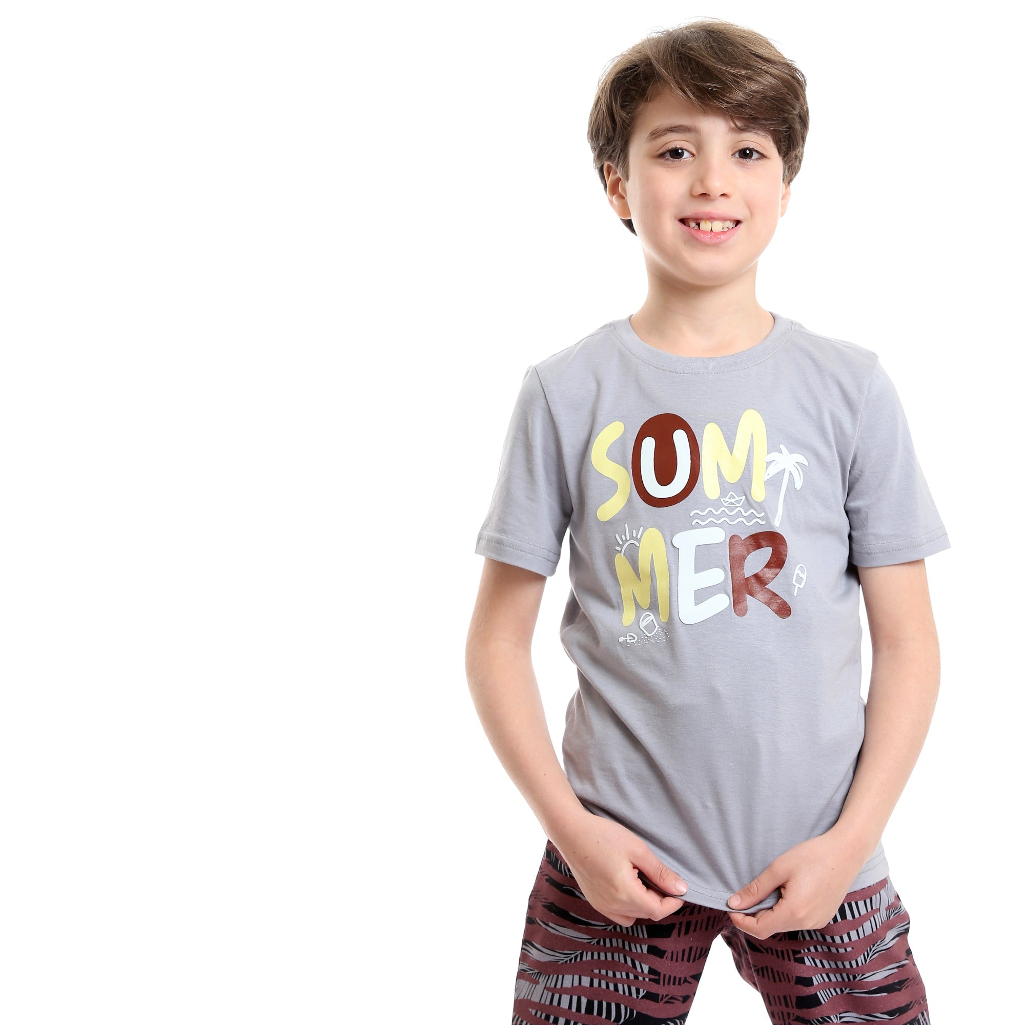 Boys "Cool Man" Olive Tee & Black Shades Shorts Pajama Set