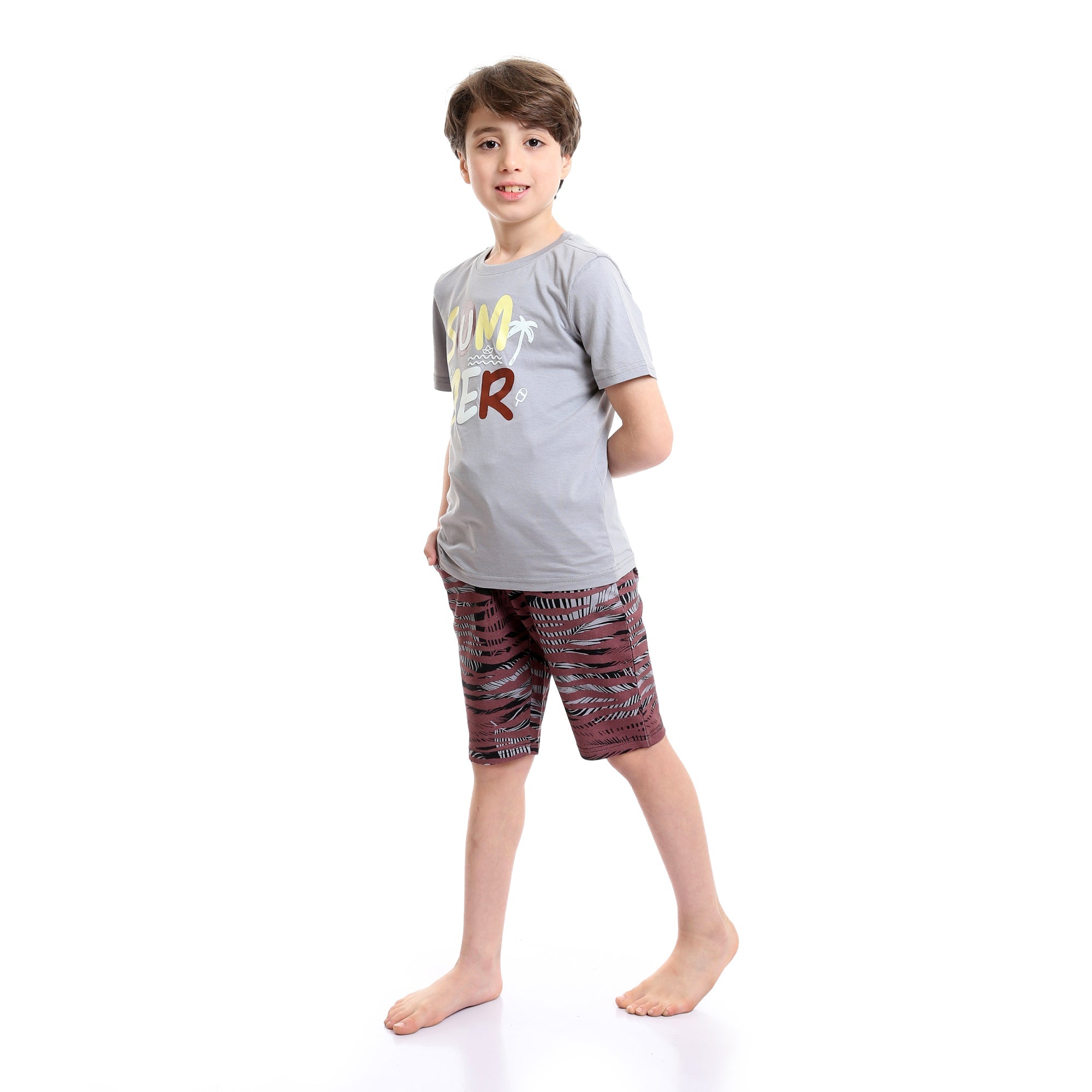 Boys "Cool Man" Olive Tee & Black Shades Shorts Pajama Set