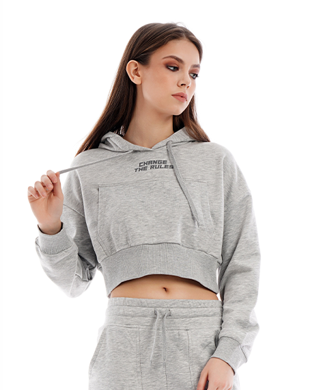 Joggy - 7639 Womens Winter Short Sweatshirt - Grey