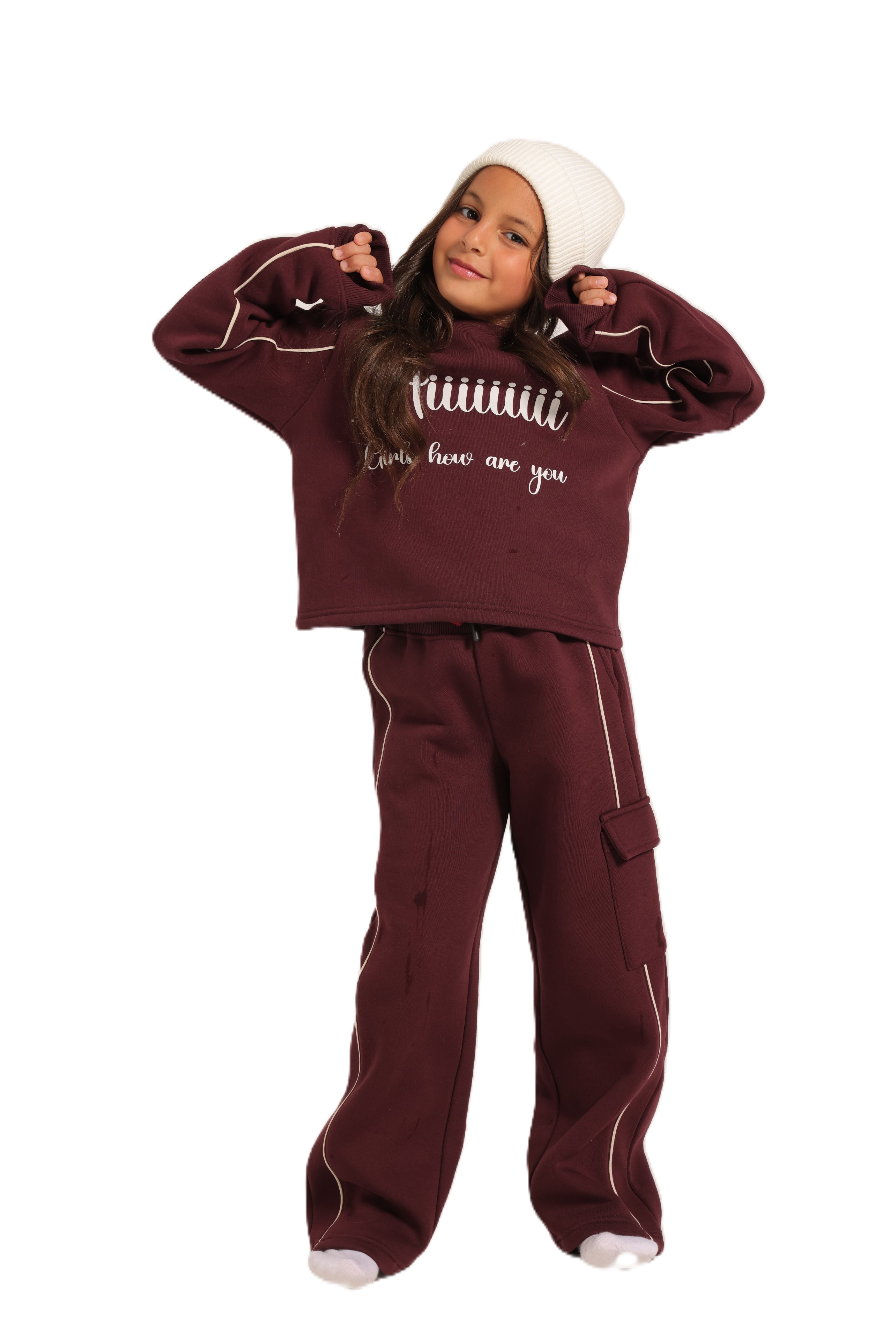 Girls' Winter Pajama Set –Burgundy