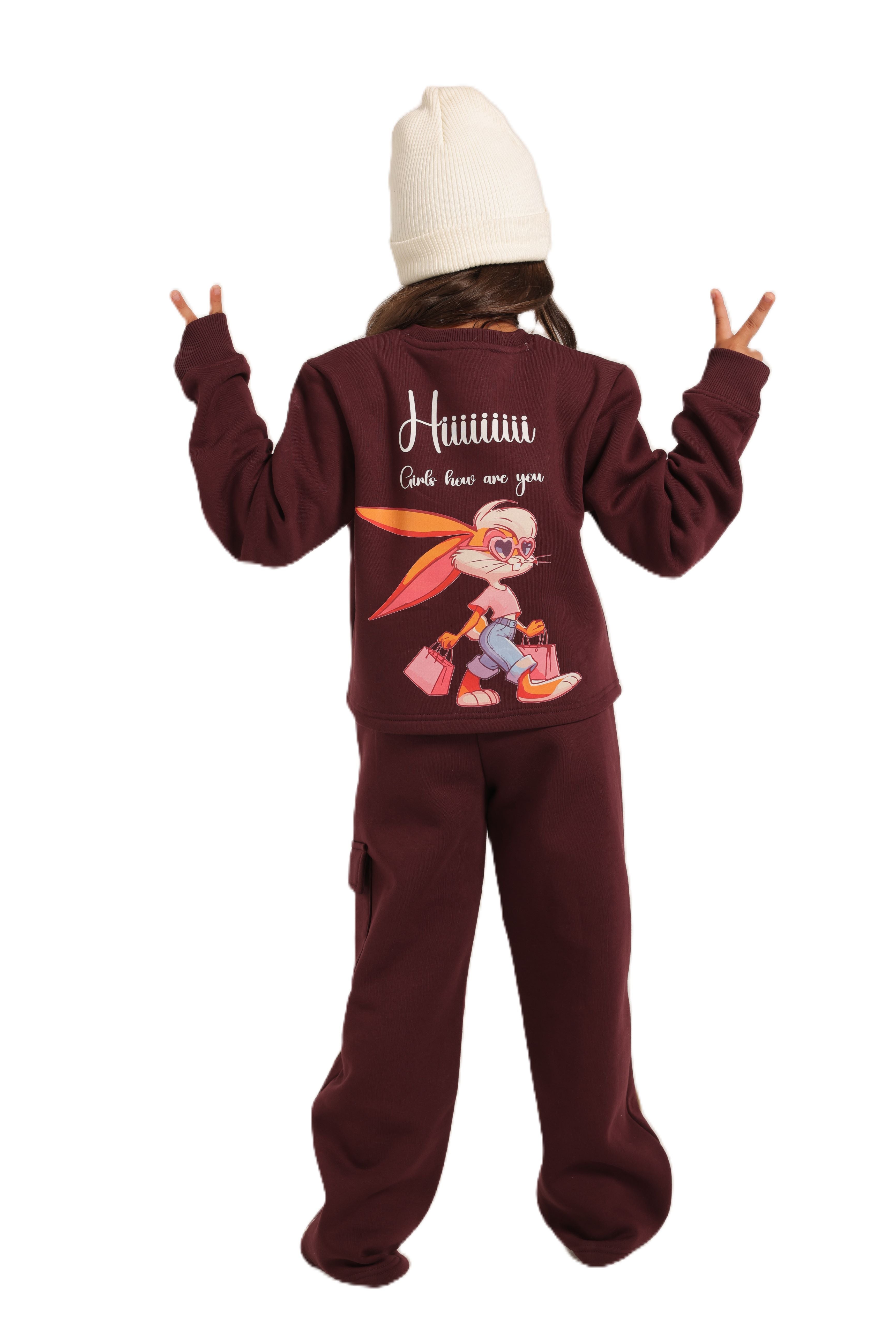 Girls' Winter Pajama Set –Burgundy