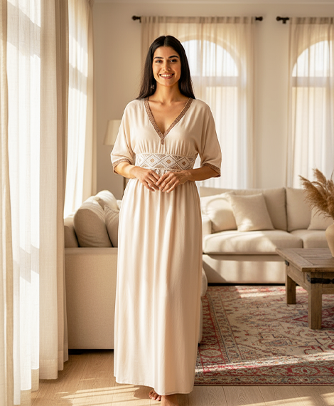 Chic Beige Embroidered Maxi Dress