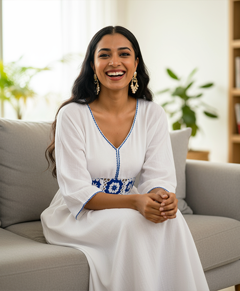 Loose Abaya with Blue Embroidery – Elegant & Comfortable