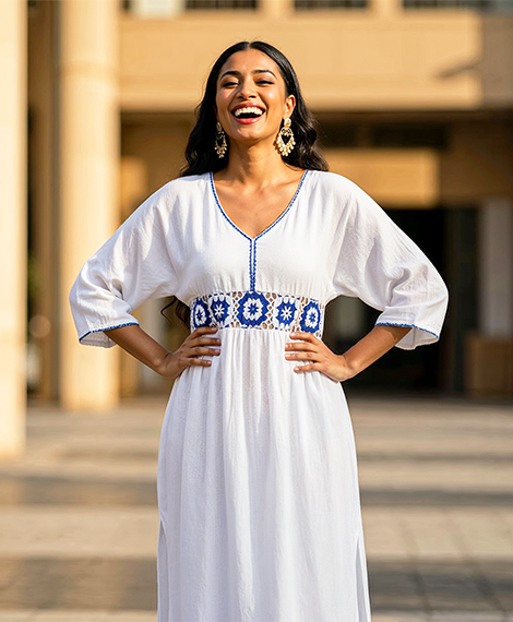 Loose Abaya with Blue Embroidery – Elegant & Comfortable