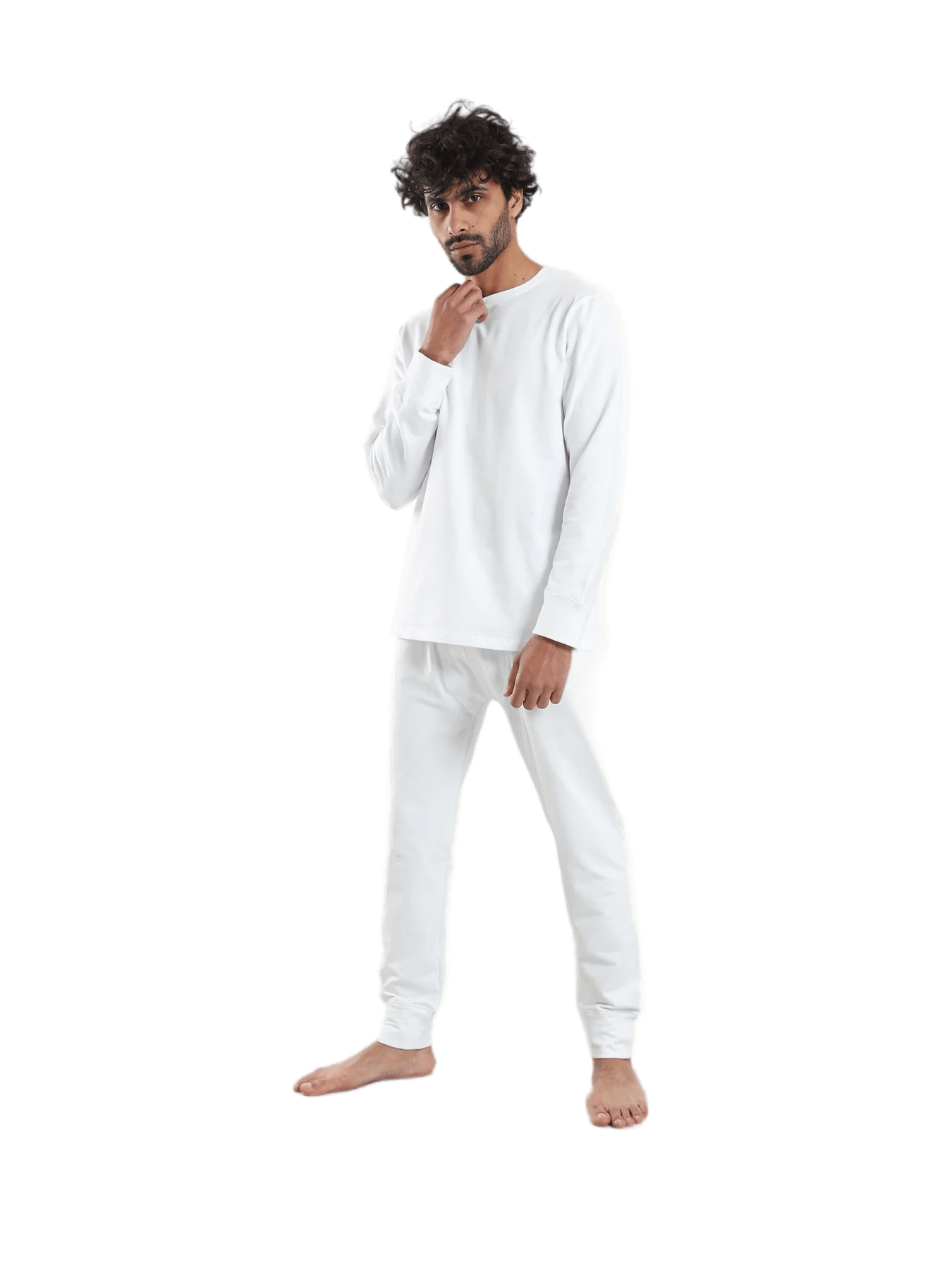 Cozy and Comfortable Thermal Set For Men Padded Inside - White