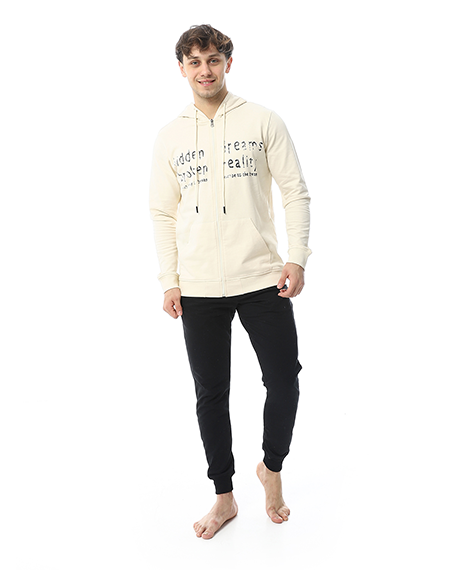 Men's Winter Hoodie Pajamas - Off-White