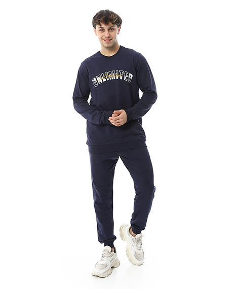 Men's Winter Pajama Printed - Navy