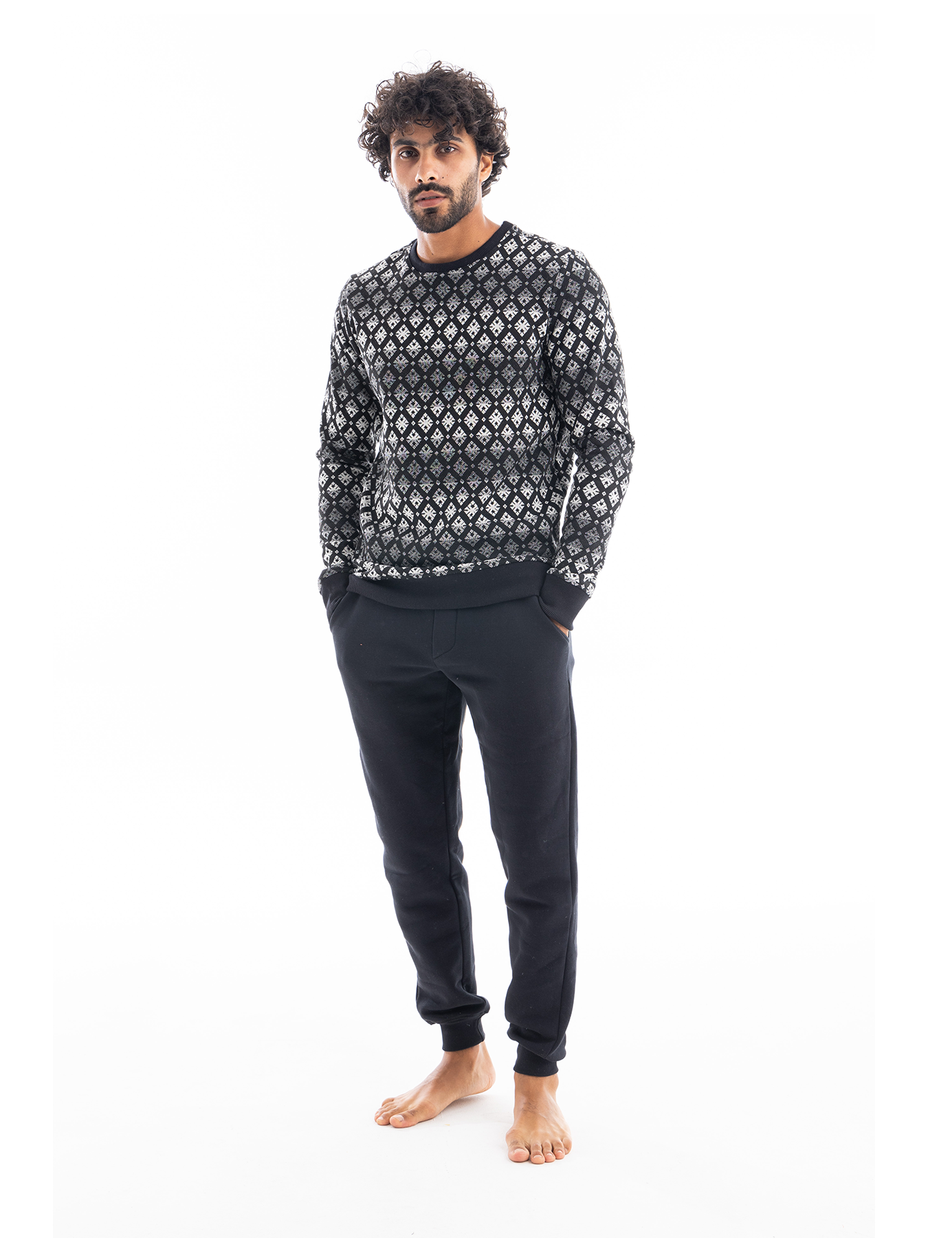 Men's Jacquard Pajama - Black