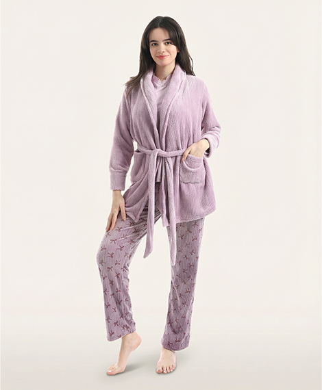 The Lavender 3-Piece Robe & Pajama Set