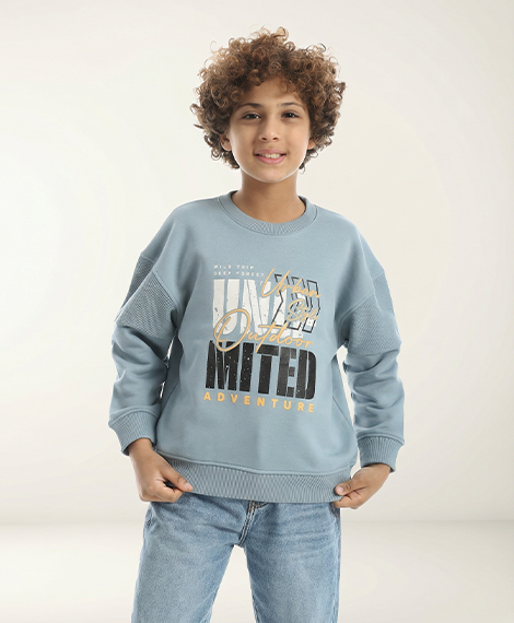 Boy Oversize Fit Crew Neck Printed Sweatshirt