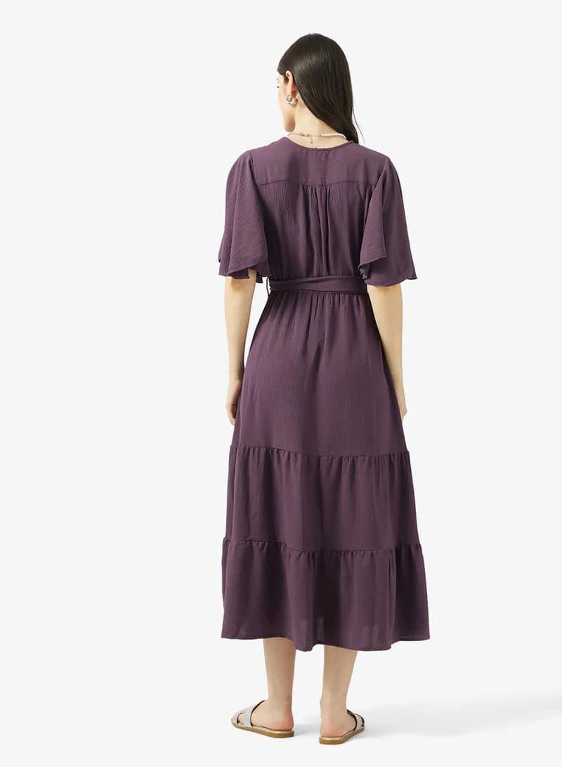 Amethyst Tiered Maxi Dress - Flutter Sleeve