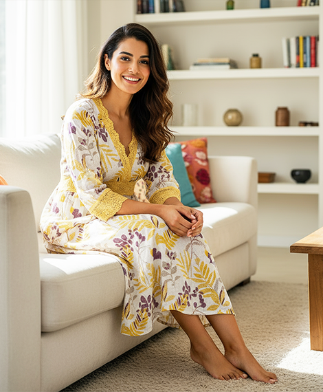 Elegant Floral Yellow Dress