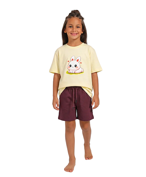Girls' Playful Bunny Print Summer Set