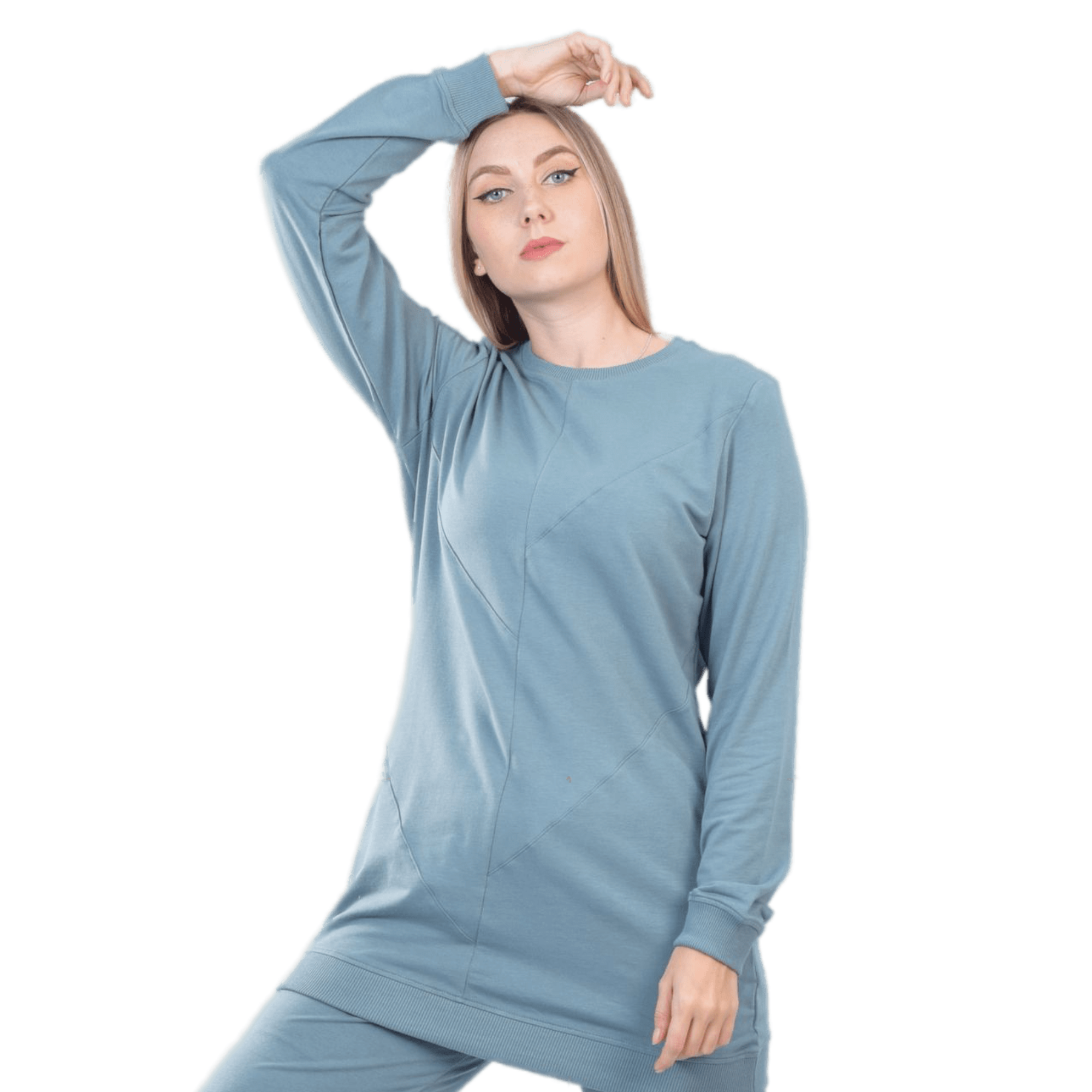 Comfy Logo Print Sweatshirt and Pants Set, Aqua