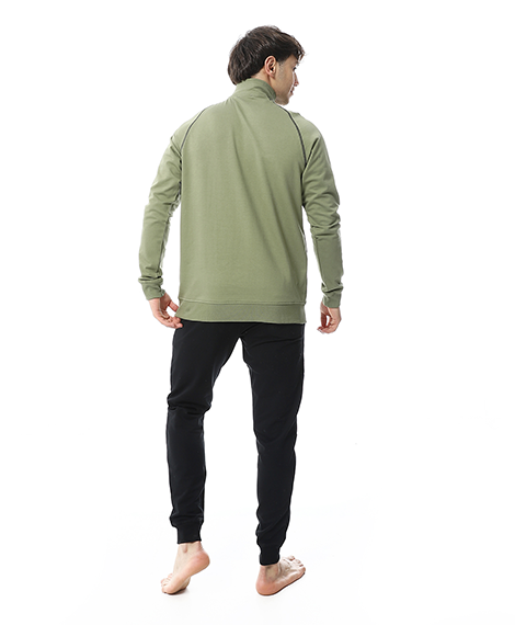 Men's Winter High Neck Pajama - Dark Green