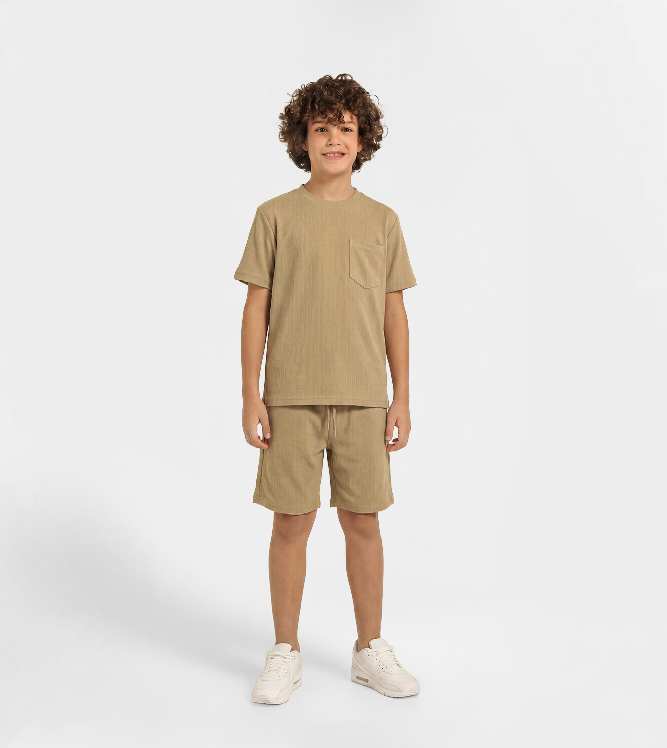 Boy Jacquard Short Set - Beige