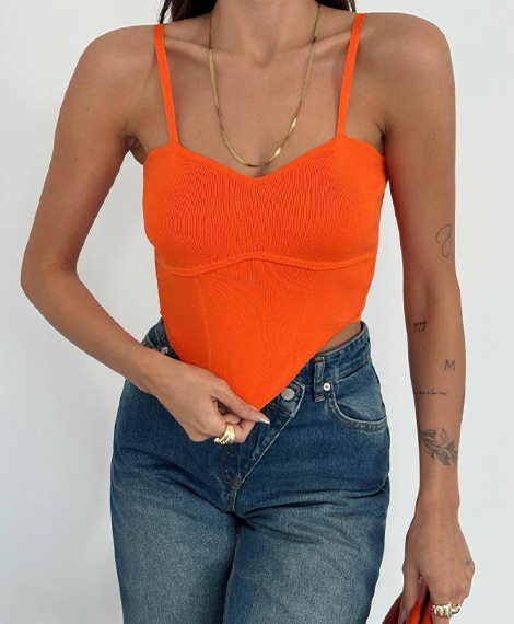 Women's Soft Ribbed Knit Tank Top - Fitted, Active, and Comfortable for Everyday Wear-Orange