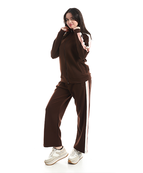 Women’s Retro-Sport Zip-Up Tracksuit Set