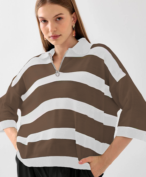 Women's Classic Striped Shirt With Relaxed Fit, Comfortable, and Stylish - Perfect For Any Occasion - Beige