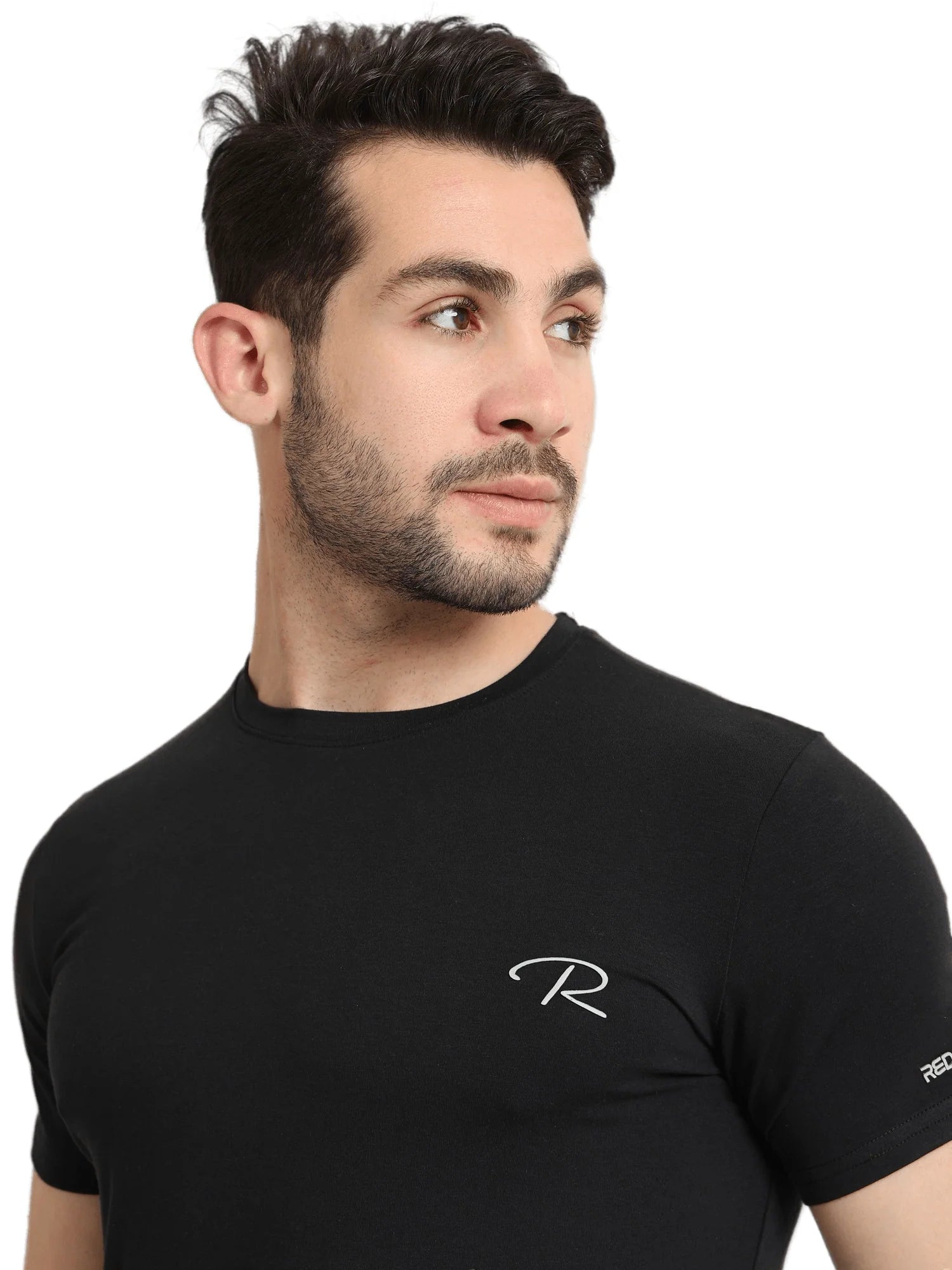 Undershirt For Men Short Sleeves Requral Fit - Black