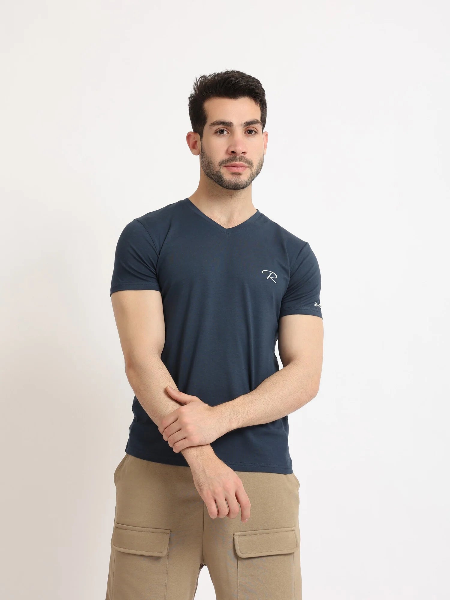 Undershirt For Men Short Sleeves Requral Fit - Navy