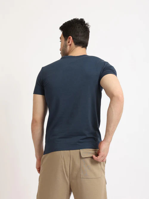 Undershirt For Men Short Sleeves Requral Fit - Navy