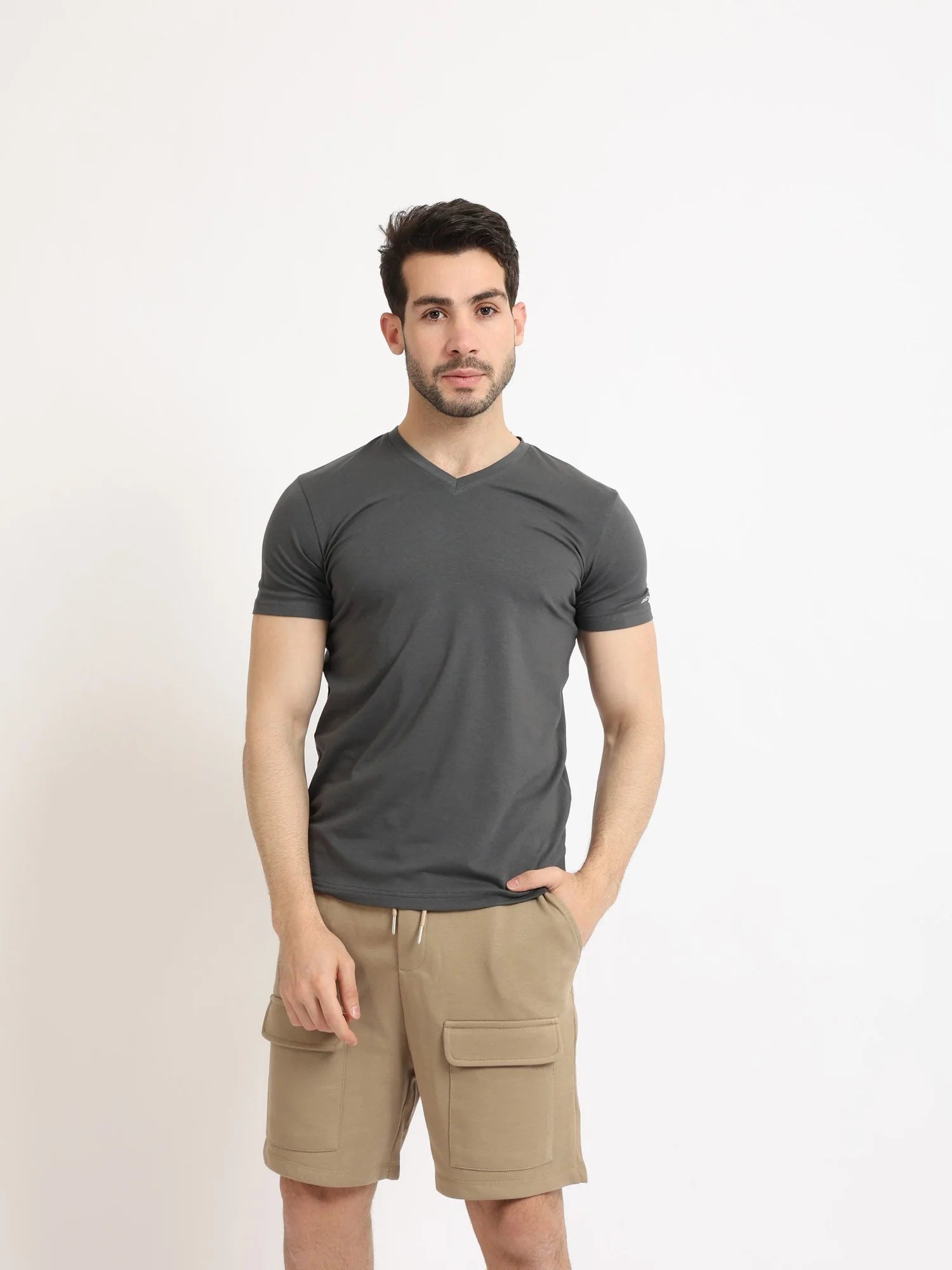 Undershirt For Men Short Sleeves Requral Fit - Dark grey