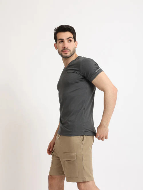 Undershirt For Men Short Sleeves Requral Fit - Dark grey