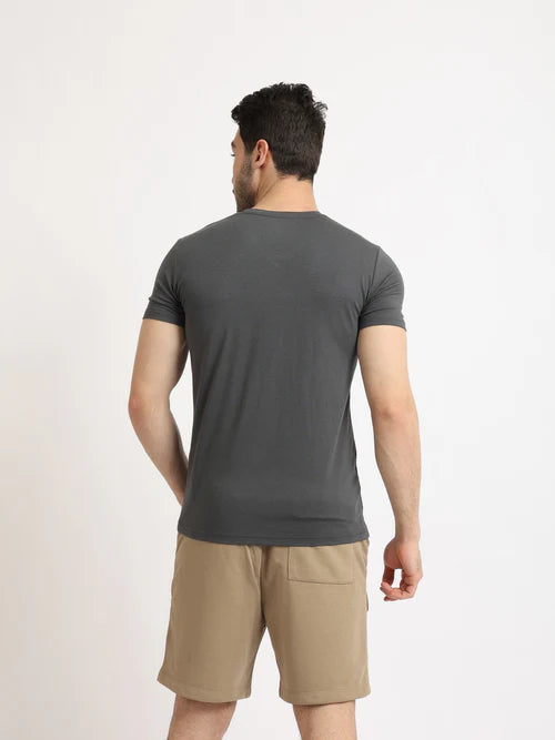 Undershirt For Men Short Sleeves Requral Fit - Dark grey