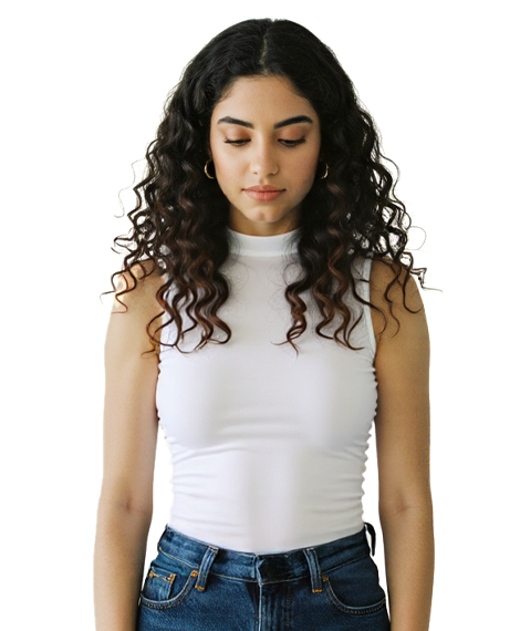 Women Basic Shirt, High Neck, Sleeveless - White