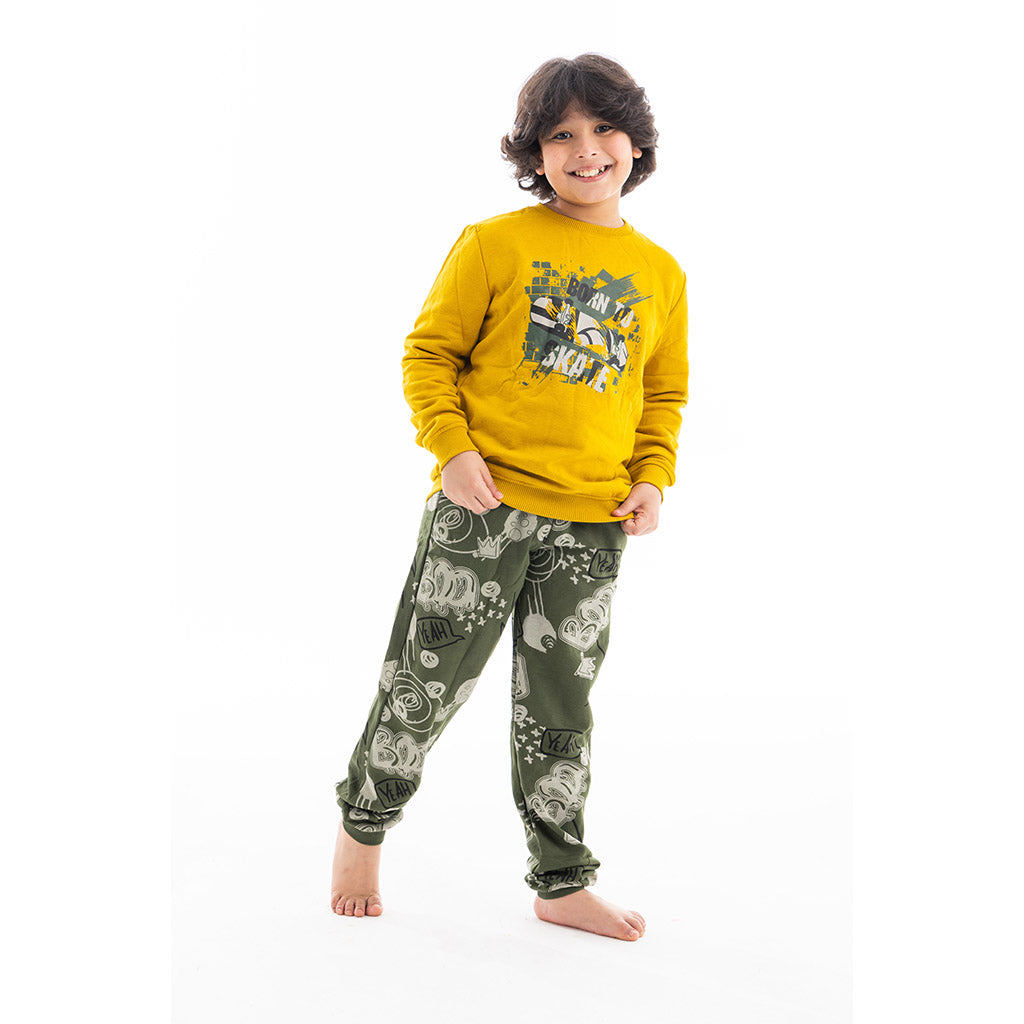 Boys' Winter Pajamas and Sweatshirt - Mustard